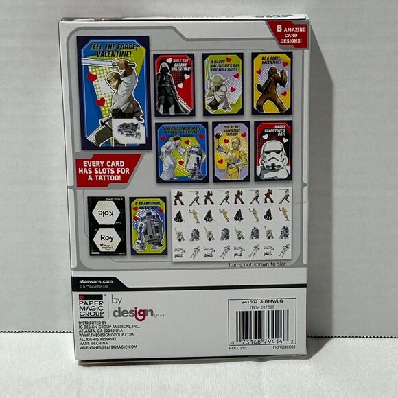 Disney Star Wars 32 Valentines & Tattoos & 48 Heart Seals 3+ PMG 8 Designs Class - Picture 3 of 3